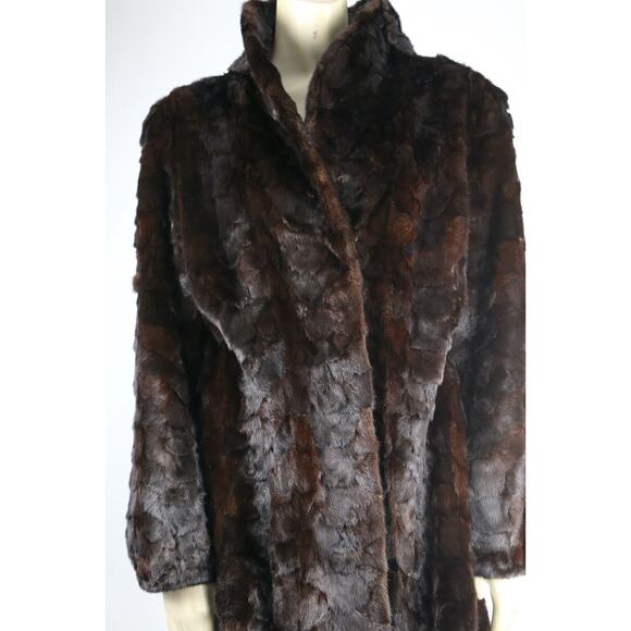 Vintage Genuine Brown Mink Fur Coat Luxury Soft Midi Classic Timeless Size S - Picture 6 of 16